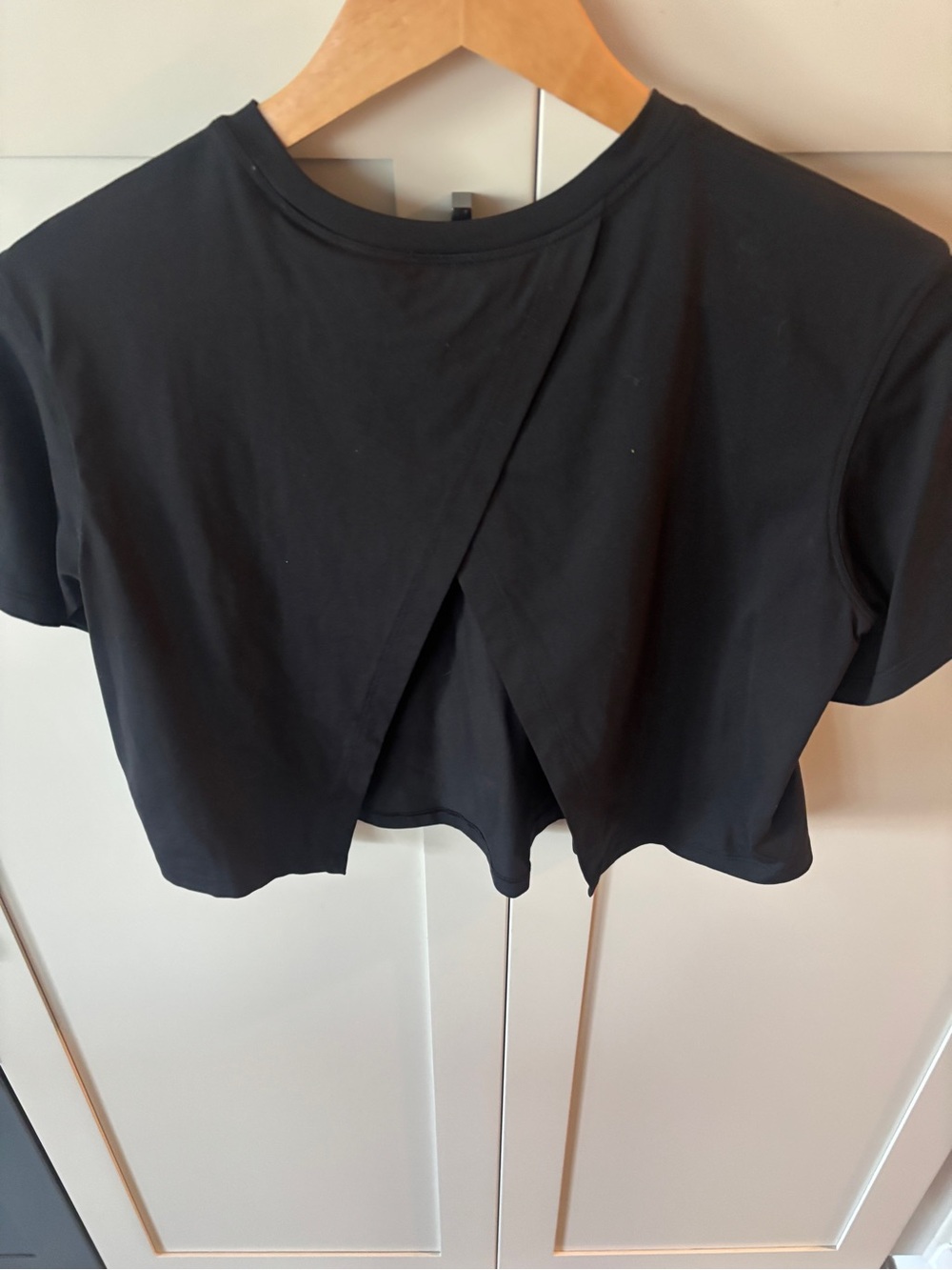 lululemon athletica Black Cropped Tee with Overlap Back Slit